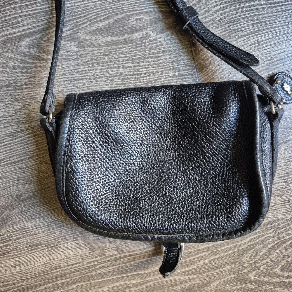 Roots Black Pebbled Leather Saddle Bag Shoulder Crossbody Bag. Vintage 80s - Picture 13 of 13